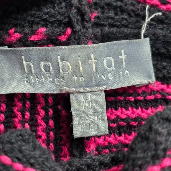 Habitat‎ Clothes Sweater Womens Medium Black Pink Striped Knit Cowl Neck - Picture 4 of 11